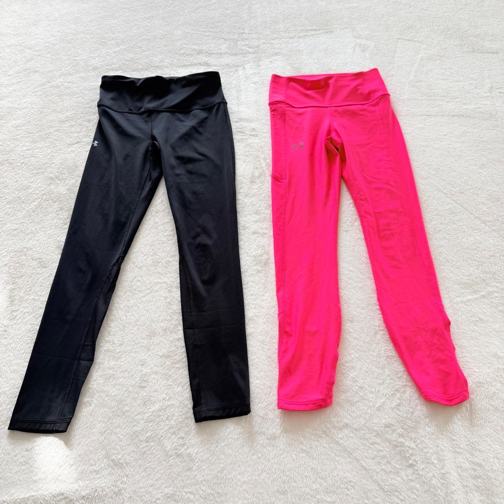 Under Armour HeatGear Leggings Bundle‎ XS Black Pink Compression Workout